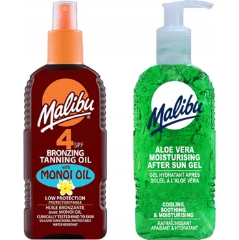 Opalování Malibu SPF4 Opalovací olej Ve Spreji s monoi a aloe vera Gel po opalování 200 Ml