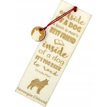 Doplněk ke knize Elkhund - gravírovaná záložka do knihy se psem, jméno psa