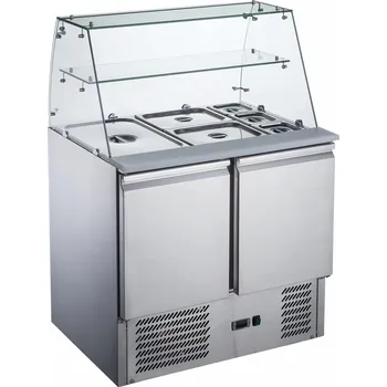 Salátový stůl dvoudveřový chlazený s prosklenou nástavbou 240 l, 900x700x850 mm | TECHNICA, Cold Line