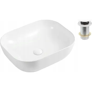 Umyvadlo Keramické umyvadlo na desku obdélníkové bílé 49x39,5x15 cm se zátkou