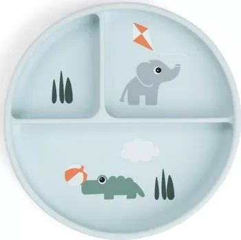 dětská jídelní sada DONE BY DEER Stick and stay jídelní talíř Playground modrá