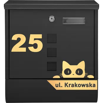 Poštovní schránka ČERNÁ POŠTOVNÍ SCHRÁNKA NA DOPISY + VZOR 2 KOČKA ZLATÝ LAMINÁT
