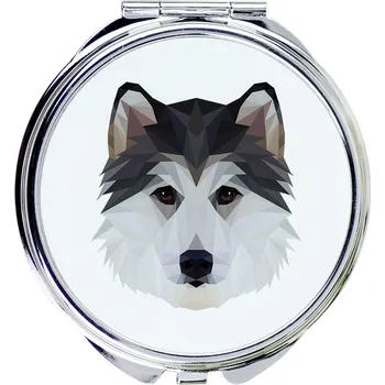 Obraz Kompaktní kapesní zrcátko s geometrickým psem – Sibiřský husky