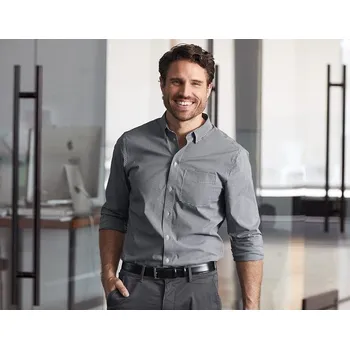 Pánská košile e.s. Business košile cotton stretch, regular fit velikost 47 černá károvaná Strauss Pracovní oblečení