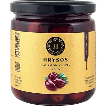 oliva Kalamata nakládané olivy Hrysos z Řecka 380g