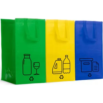 Odpadkový koš Taška na třídění odpadu 3 ks laminovaná PP tkanina 35 L vícebarevná