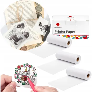 Příslušenství pro čtečku elektronické knihy Papírová páska Phomemo bílá M03 80mm x 6,5m bez lepidla (10 let) x3