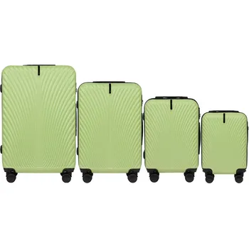 Limetková 4dílná sada skořepinových kufrů SWAN SN120-4, Set of 4 suitcases (L,M,S,XS) Wings ABS+, PISTACHIO Velikost: Sada kufrů