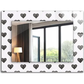 Zrcadlo Krásné moderní zrcadlo s ozdobným rámem dekor loft 80x60 Černá srdce vzor