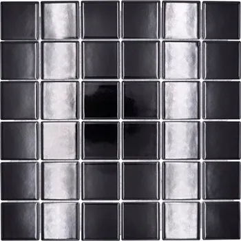 C MOZAIKA keramická černá s leskem, obkladová dlaždice černá lesklá