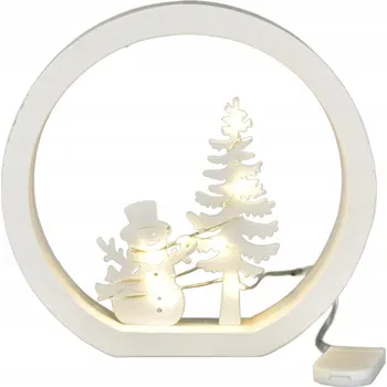 Obraz Dřevěné okénko se sněhulákem a LED osvětlením 15x15,5 cm