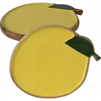 Talíř DEKORATIVNÍ dřevěný TALÍŘ ve tvaru Citronu CITRON Lemon žlutý 34 cm