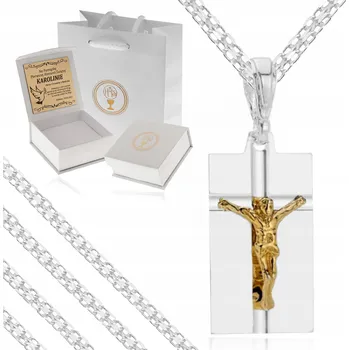 Řetízek STŘÍBRNÝ ŘETÍZEK S MEDAILONKEM 925 VZOR BISMARK / PRO CHLAPCE NA KŘTINY