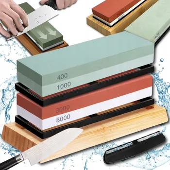 Brousek nožů POKKA přírodní kámen s bambusovou podložkou