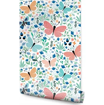 Fototapeta Tapeta pro děti - Motýlci a Květiny /215598614