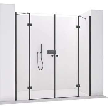CERANO - Sprchové 2-křídlové pantové dveře Marino L/P - 6 mm - černá matná, transparentní sklo - 228(119+109)x190 cm