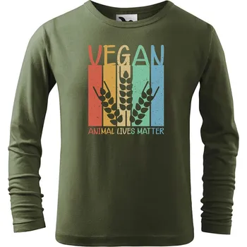 Dětská móda DOBRÝ TRIKO Dětské bavlněné triko Vegan Velikost: 158/12 let, Barva: Khaki