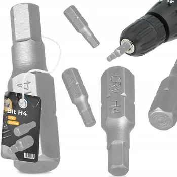 Bit BIT ŠROUBOVÁKU H4 HEX 25 mm MAGNETICKÝ KONEC Šroubovací 1/4'' KRÁTKÝ