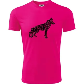 Chlapecké tričko Německý ovčák - tattoo - Dětské triko sportovní (dresovina) - 134 cm/8 let ( Neon Pink )