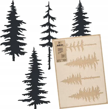 Šablona Malířská OPAKOVANĚ POUŽITELNÁ L 59x95cm LESNÍ Les Stromy JEHLIČNATÉ Jedle BOROVICE