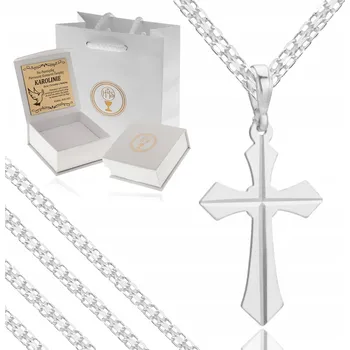 Náhrdelník STŘÍBRNÝ K PRVNÍMU SVATÉMU PŘIJÍMÁNÍ NÁHRDELNÍK + KŘÍŽEK 925 + GRAVÍROVÁNÍ JAKO DÁREK PRO CHLAPCE