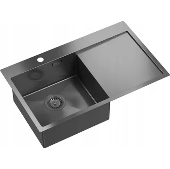 Granitový dřez Jednokomorový dřez Quadron Russel 111 ocel šedý