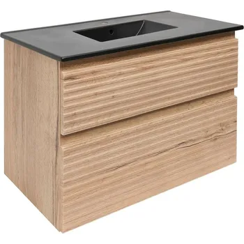 Koupelnový nábytek Koupelnová skříňka 2 zásuvková s umyvadlem Naturel Savona 78x53x44,8 cm dub Halifax mat SAVONA280DHC