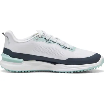 Puma Ignite Elevate X pánské golfové boty, bílo/modré bílé, standardní, bez spajků, 44.5