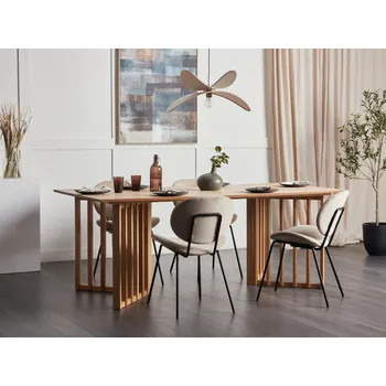 Jídelní stůl světlý jasan MDF 200 x 100 cm moderní nábytek do jídelny kuchyně japandi styl Beliani