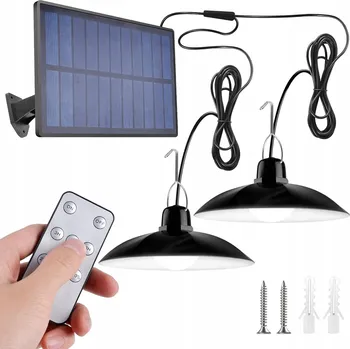 Venkovní osvětlení Solární Zahradní Lampa Dvojitá LED Venkovní Svítidlo se Soumrakovým Čidlem a Dálkovým Ovládáním