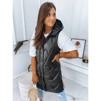 Dámská vesta Černá dlouhá prošívaná vesta LARIS TY2832 Velikost: L