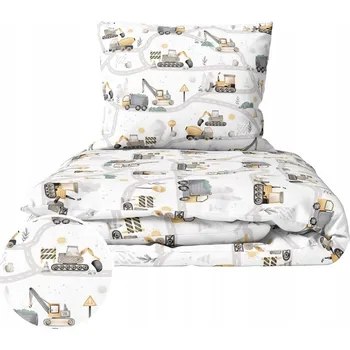 Povlečení DĚTSKÉ POVLEČENÍ BAVLNA 160x200 + 70x80 CERTIFIKÁT - Staveniště žluté