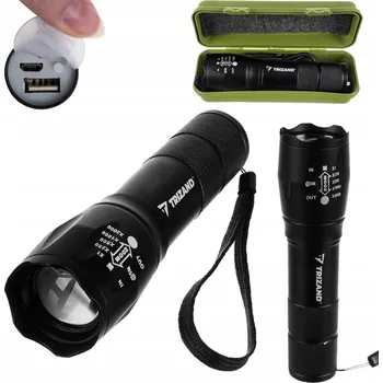 Latarka Taktyczna LED Cree T6 ZOOM USB Etui Silná