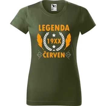 Dámské tričko DOBRÝ TRIKO Dámské tričko s potiskem Legenda pírka Barva: Khaki, Velikost: XL
