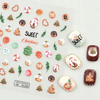 VÁNOČNÍ Samolepící konvexní Samolepky na nehty Vzorky SUŠENEK