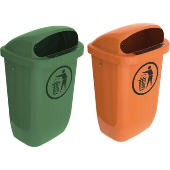 Venkovní odpadkový koš Odpadkový koš CLASSIC 50 l - oranžová, zhášeč cigaret