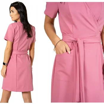 Dámské šaty Elastické zdravotnické šaty zavinovací s viskózou ZOYA RŮŽOVÁ vel. 50