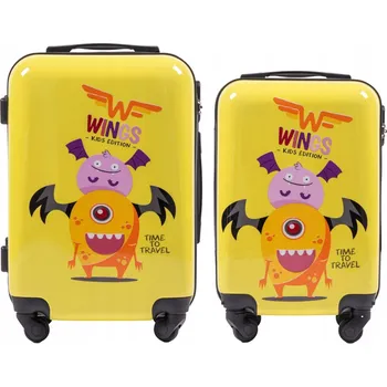 WINGS sada 2 pevných DĚTSKÝCH KUFRŮ kabinové zavazadlo MONSTER S+XS