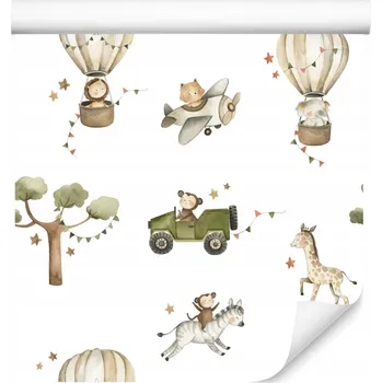 Fototapeta Tapeta na zeď do dětského pokoje SAFARI Divoká zvířata Příroda Balónky