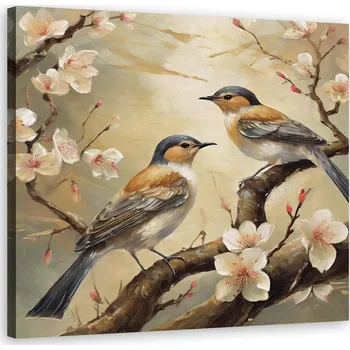 Obraz Obraz na plátně Ptáci Zvířata Květiny Větve 30x30