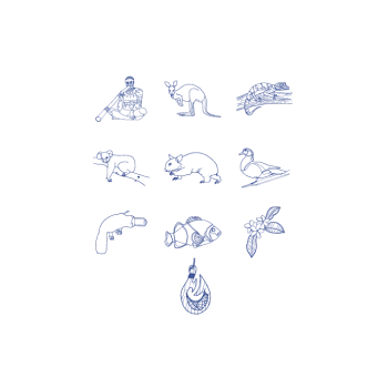 Dětské razítko Razítka sada AUSTRÁLIE 10 - ks (světadíly) 001-04