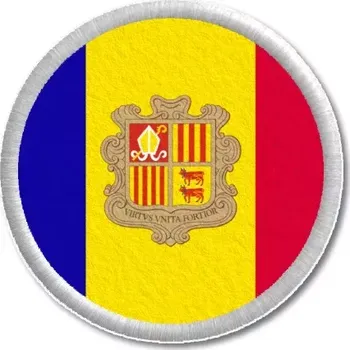 Vlajka Pelisport Andorská vlajka tištěná nášivka ø 4,5 cm