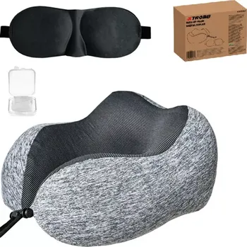 Žertovný předmět 3D cestovní polštář s paměťovou pěnou – set se špunty a páskou na oči