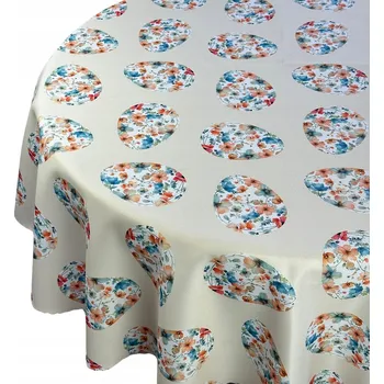 ubrus Ubrus Odolný proti Skvrnám Velikonoce Barevné Květinové Kraslice Kulatý prům. 130 cm