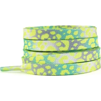 Tkaničky do bot Široké tkaničky s leopardím potiskem, jeden pár - Žluté, 120 cm