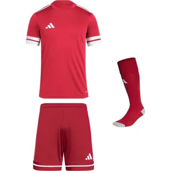 Fotbalový komplet Adidas Squadra 25 dres, trenky a stulpny červeno bílý Velikost: M