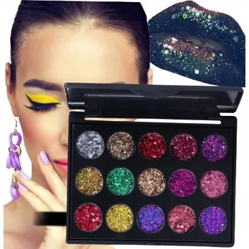 Oční stíny SADA 15 BAREV PALETKA OČNÍCH STÍNŮ MAKE-UP STÍNY NA OČI GLITRY