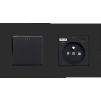Elektrická zásuvka JEDNOPÓLOVÝ SCHODIŠŤOVÝ VYPÍNAČ S TLAČÍTKEM + USB A+C ZÁSUVKA S QC