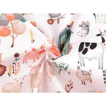 Bavlněná látka / plátno domácí zvířátka, barva 1 (915) bílá