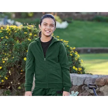 Chlapecká mikina e.s. Propínací mikina s kapucí cotton str., dětská velikost 158/164 zelená Strauss